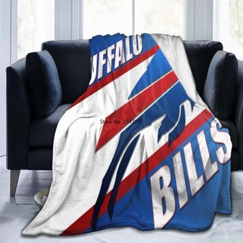 Flannel Fleece Bed Blankets Lightweight Cozy Throw Blanket for Couch Sofa Adults Kids Buffalo Bills Logo 3D Print Multi Sizes