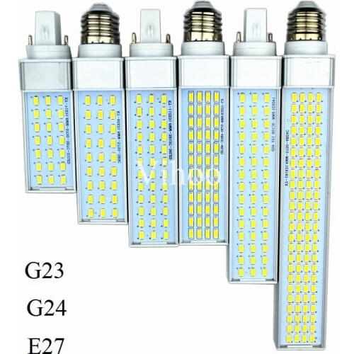 Lampada G23 G24 E27 Horizontal Plug lamp 8W 10W 12W 15W 18W 30W 85-265V AluminumLED PL Corn Bulb 180degree Spot light Lighting