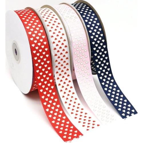 5 yard 25mm Love Heart Ribbon Wedding Decoration Printing Heart Grosgrain Ribbon Gift Wrapping Hair Bows DIY Christmas Ribbon