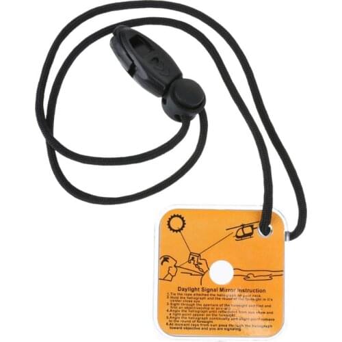 New Multifunction Survival Emergency Rescue Signal Mirror Acrylic Heliograph with Whistle Rope Outdoor Tool 57 X 57 X 7 mm