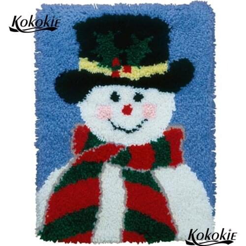 Latch hook kits rug printed canvas accessories Snowman Christmas decor needle for carpet embroidery pattern latch hook kussen