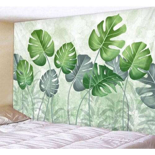 Hand Painted Green Leaves Decor Psychedelic Tapestry Wall Hanging Indian Mandala Tapestry Hippie Tapestry Boho Wall Cloth
