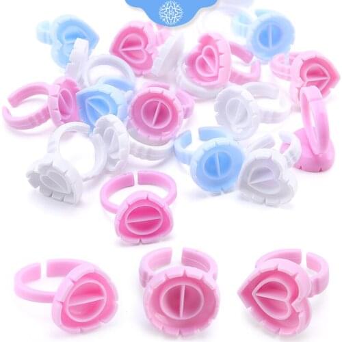 Wholesale 50/100Pcs Disposable Eyelash Glue Holder Ring Cups for Eyelashes Extension Tattoo Pigment Makeup Tools Lash Supplies