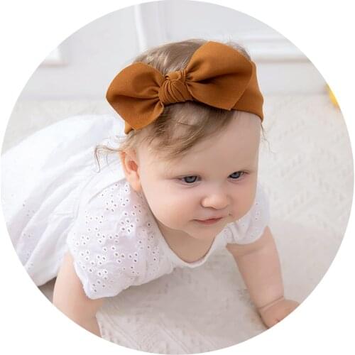 Solid Color Bows Baby Headband For Girls Nylon Head Bands For Children Elastic Hairbands Bowknot Turban Kids Hair Accessories