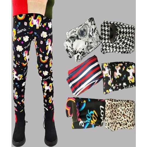 Autumn And Winter Baby Leggings 2021 Thickened Warm Pants Girls Cartoon Plus Velvet Pants Childrens Feet Trousers