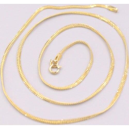 AU750 Pure 18K Yellow Gold Necklace 1.8mm Double Curb Link Chain Necklace 2.4g / 18inch For Women Lucky Gift