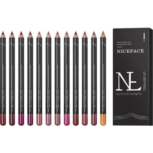 12 Colors/set Lip Liner Matte Velvet Lipstick Pen Lip Pencil Lasting Lady Charming Lip Liner Soft Pencil Contour Makeup Lipstick