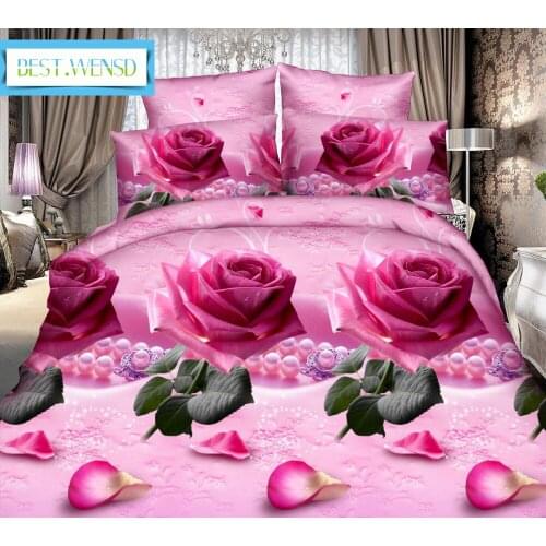 Bed Linen Winter 4pcs Luxury Comforter Set Quality Deluxe 3d Red Rose Jacquard Super King Size Duvet Cover Bedclothes Bed Linen