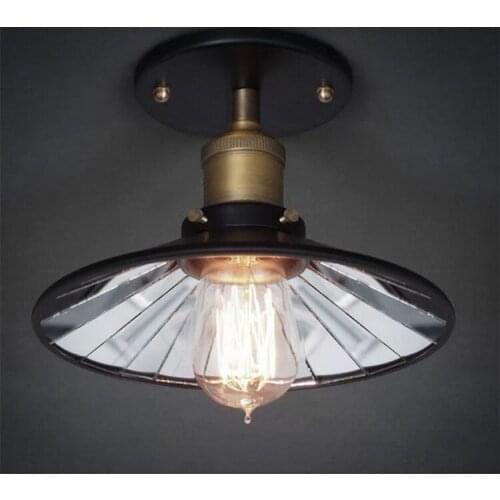 Loft Vintage 22CM Inside Mirror Ceiling Lights Lamp Fixtures American Retro E27 Edison Bulb Home Bedroom Bar Semi Flush Mount