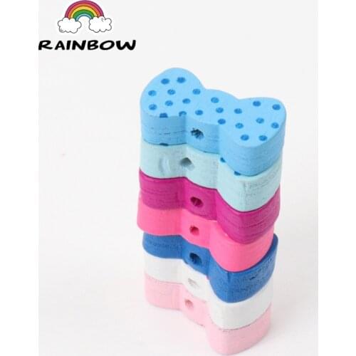 Mixed Colors Bowknot Pattern Wooden Material Spacer Beads For Jewelry Making DIY 21x11mm 50pcs