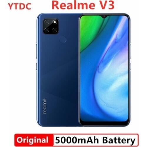 New Realme V3 6GB 64GB/128GB Mobile Phone 6. inch 720*1600HD+ 5000mAh Battery 13MP Triple Camera Dimensity 720 Octa Core