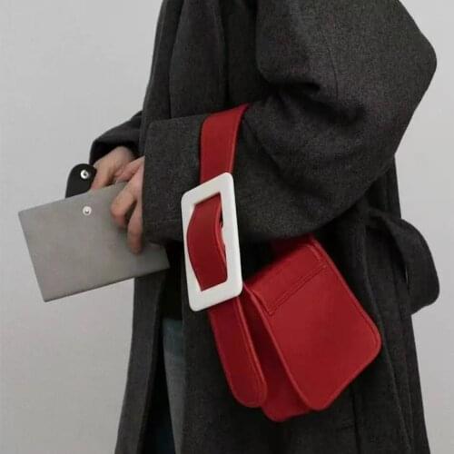 Fashionable and simple shoulder underarm bag new Designer cover small square handbag red thick strap luxury shopper armpit bag