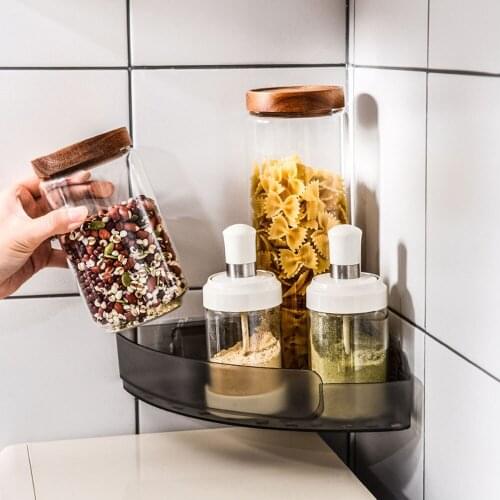 Bathroom Corner Shelf Free Perforation Transparent Storage Kitchen Organizer Triangle Shelf Seamless Paste Toilet Finishing Rack