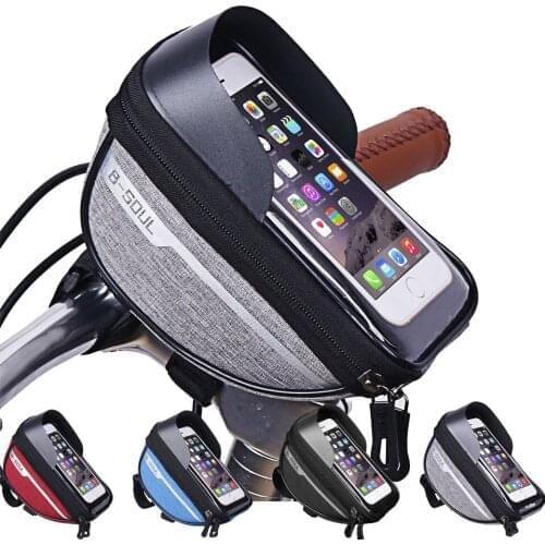 Cycling Bicycle Bike Head Tube Handlebar Cell Mobile Phone Bag Case Holder Screen Phone Mount Bags Case For 6.0-6.5in