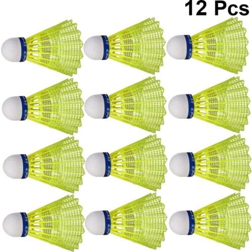 12pcs Badminton Birdies Shuttlecocks for Indoor Outdoor Playing School Fitness Sports Activities (Yellow)