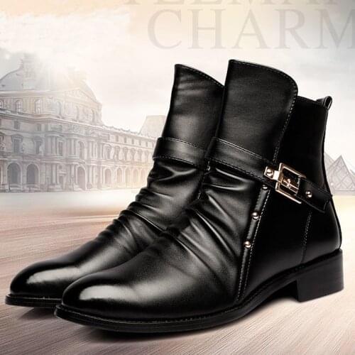 High Top Leather Shoes Mens Boots Martin Boots Short Boots Fashion Leather Boots Casual Zapatillas Hombre Chaussure Homme