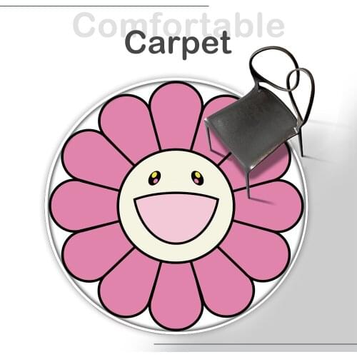 High Quality Sunflower Mat Round Rug Non-Slip Flannel Carpet Bath Mat Soft Fluffy Living Room Bedroom Decorative Carpet alfombra