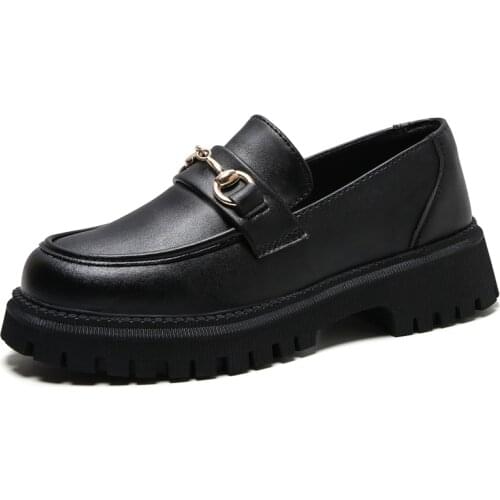 Hot Sale Women Shoes Square Heel Female Footwear PU Leather Fashion Upper Waterproof Women Shoes Zapatos Mujer Mujer Size 35-41