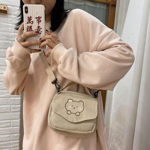 Womens Messenger Bags Ladies Canvas Printed Cute Envelope Bag Lady Sweet Cartoon Student Shoulder Bag