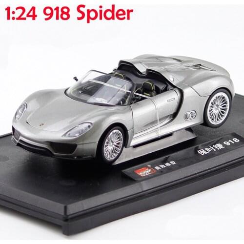 1:24 Simulation alloy sports car model For Porsches 918 spider with Steering wheel control front wheel diecast toy for Children