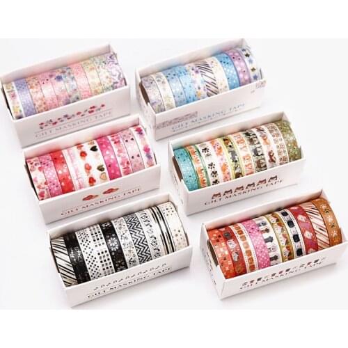 10Rolls/Set Foil Slim Washi Tape Adhesive Tape DIY DecorationScrapbooking Planner Masking Tape Label Sticker Stationery
