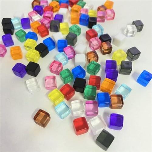 100Pcs/set 8mm Acrylic Transparent Grey Square Corner Colorful Crystal Dice Chess Piece Right Angle Sieve Cube For Puzzle Game