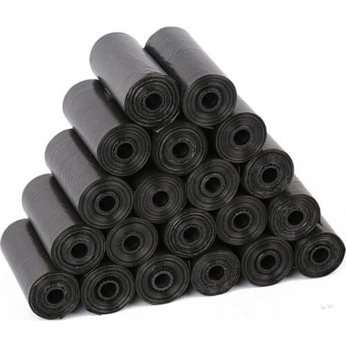 20 Pcs/roll Pet Black Garbage Bag Outdoor Portable Cleaning Dog Bag Dog Poop Bag Dispenser Dog Supplies Dog Products