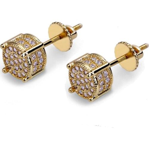 2018 new round shapaed geomtric small tiny micro pave cz earring for men boy girl women gift screwback hiphop earrings