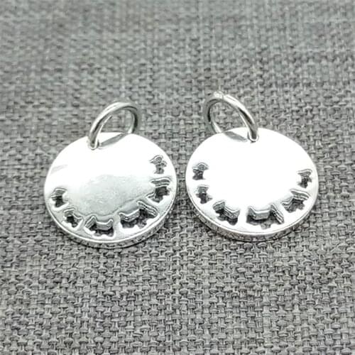 925 Sterling Silver Dog Circle Charms for Bracelet Necklace