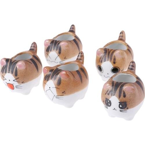 5 styles Small Flower Pots Bonsai Cartoon Planter Home Decor Cat Chis Sweet Ceramic Plant Pot Micro Cute Mini Potted Succulents