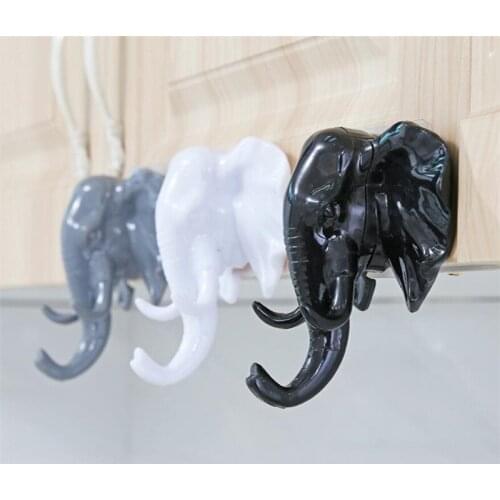 New 50pcs/lot Elephant Head Animal Wall Door Clothing Hook Display Storage Racks Self Adhesive Hanger Bag Keys Sticky Holder