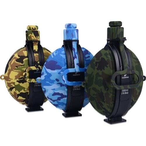580ml Outdoor Sport Water Bottle Camouflage Color Collapsible Silicone Water Bottle foldable silicone water bottle