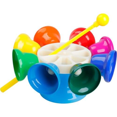 8 Note Hand Bell Percussion Instrument Musical Toy with Sitck for Children Toddler Kids Early Musical Education