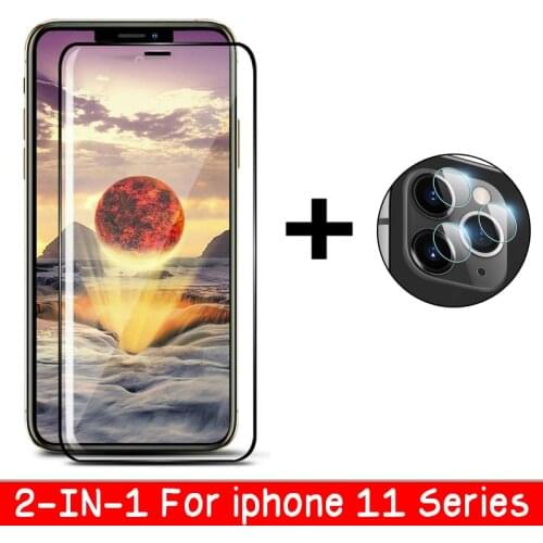 2-IN-1 For iphone 11 Pro Max Tempered Glass 9D Full Glue Camera Lens Protective Glass For Apple iphone 11 11pro Screen Protector