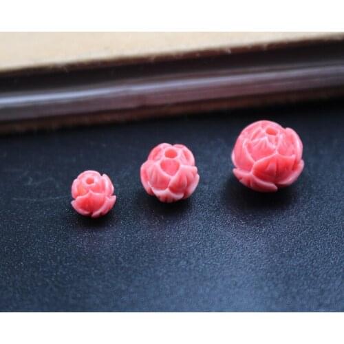 10Pcs 6mm 8mm 10mm 12mmCarved Lotus Beads Artificial Coral beads 8mm 10mm Pink White color for Jewelry Bracelet Necklace making