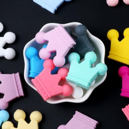 2/4/6/8/10pcs Mixed Silicone Beads Crown Shape Loose Spacer Beads for Jewelry Making Diy Baby Pacifier Chain Toys Accessories