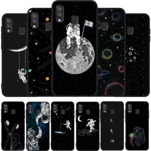 Cartoon Planet Space Star Black Phone Case For Samsung Galaxy A71 A51 A41 A31 A20E A10 A20 A40 A50 A70 M30S M20 A7 A8 A9 2018
