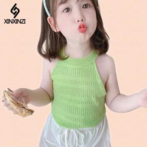 XINXINZI Childrens girls casual clothing ice silk tanks kids Girls Summer sling baby Kids girls Vest thin outer wear tops