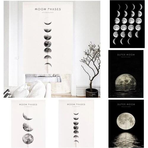 Geometric Black White Moon Partition Door Curtain Bedroom Decoration Half Panel Curtain Home Decoration Geomantic Curtain