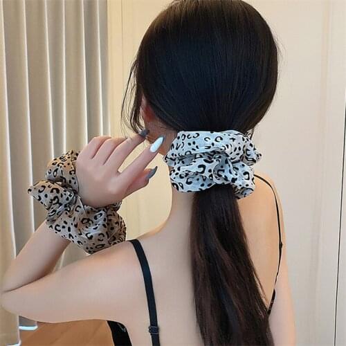 2021 NEWwave point leopard print large bowel hair ring web celebrity head rope temperament tie head jewelry hair accessories