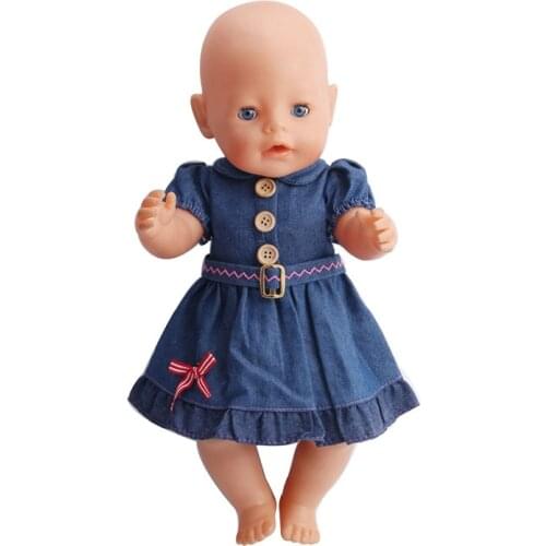 40-43 Cm Boy American Dolls Clothes Navy Blue Cowboy Dress Newborn Baby Toys Accessories Fit 18 Inch Girls Doll Gift a6