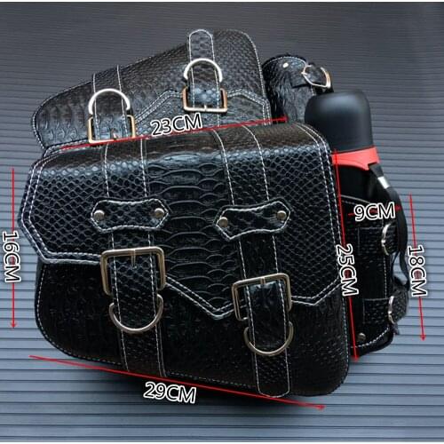 Left Right Universal PU Leather Motorcycle Saddlebag Side Tool Luggage Bags Saddle Bags for Honda/Suzuki/Kawasaki/Yamaha