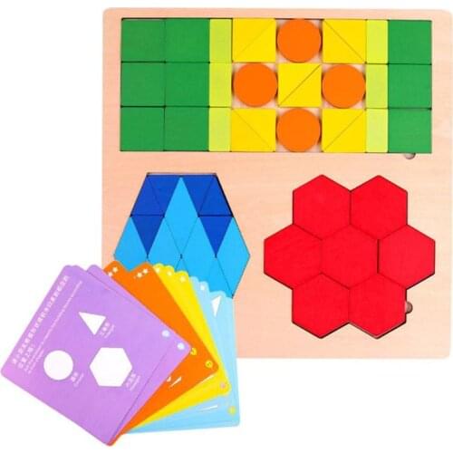 Montessori Puzzle Blocks Multi-functional 3 in 1 Geometric Game Wooden Jigsaw Board Children Kids Educational Supplies