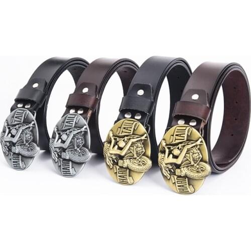 Men and women motorcycle beauty zinc alloy belt buckle personality fashion motorcycle rider punk leather belt