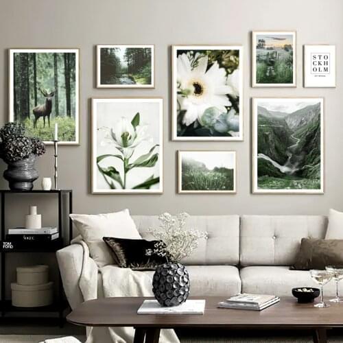 Gerbera Daffodil Canyon Mountain Stream Wall Art Canvas Painting Nordic Posters And Prints Wall Pictures For Living Room Decor