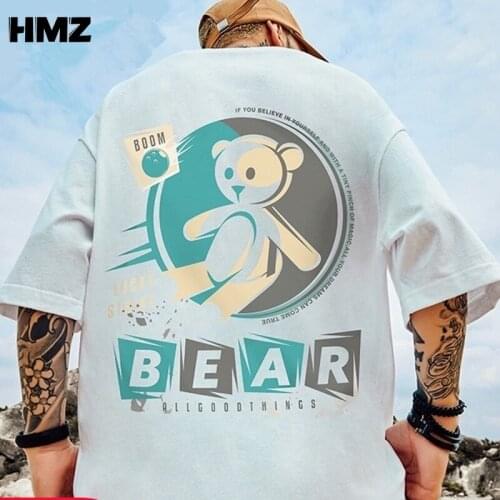 HMZ 2021 New Popular Brand Half Sleeve Cartoon T-shirt for Men and Women In Summer Hip-hop T-shirt Bear Printed Couples Tshirt