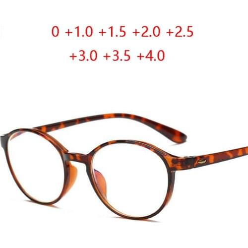 Anti-blue Light Round Farsighted Glasses Female TR90 Leopard Frame Women Reader Glasses Magnifier +1.0 +1.5 +2.0 To +4.0