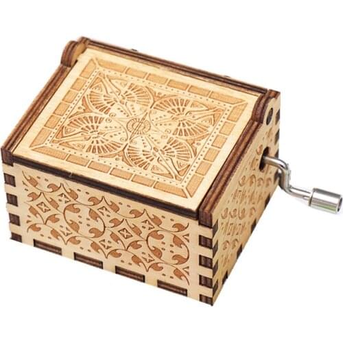 Cranked Queen Children Present Gift Carved Beauty Box Castle Beast Theme MY Birthday Star Ball Wooden Music friends