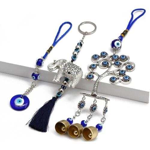 Fashion lucky Turkey Greek elephant blue eye charm pendant gift suitable for DIY keychain car key chain ring accessory pendant