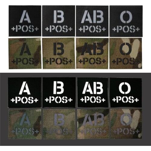 2Pcs Blood Type A+ B+ O+ AB+ POS Positive Infrared IR patch Reversed Military Patch A POS B POS CP multicam armband badge